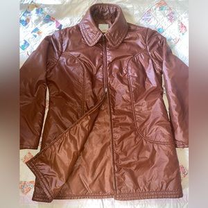 Vintage Roffe Brown 70s 80s Ski Puffer Coat Jacket Zip Up Insulated Womens Large